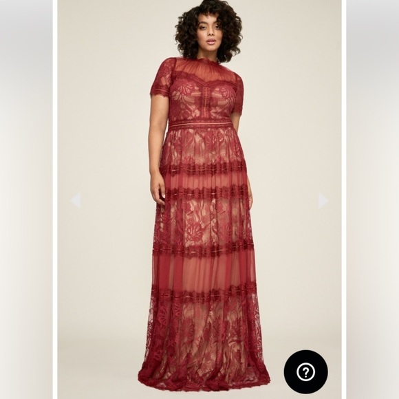 Tadashi Shoji Camilla Lace Maxi Gown 20Q Rosewood Nude Plus Romantic  Formal - Picture 1 of 16